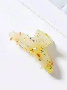 1pc Ladies' Slim & Sparkly Candy Colored Hair Clip - Beige - View 2