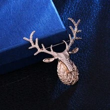 1個復古老銅色麋鹿造型裝飾胸針,男士日常穿著