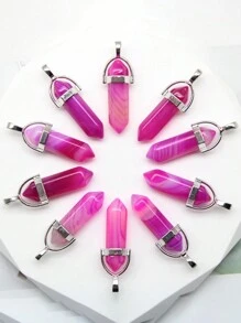 10PCS Natural Stone Agates Quartz Crystal Pendants For Necklace Charm Fluorite Hexagonal Pendant DIY Jewelry Making Accessories - Multicolor - View 16