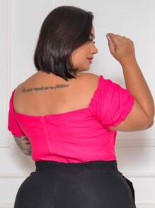 Plus Size Blouses - Hot Pink - View 2