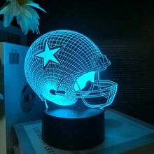 1pc Football Helmet Colorful Touch 3d Night Light With Black Base, Usb Port - Black - View 5