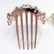 1 件藍色水鑽花形合金髮夾,婚禮復古髮夾,新娘髮飾