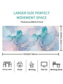 1pc, Stylish Marble Patterned Long Mousepad Computer HD Keyboard Pad For Game And Office Use, Non-Slip Mouse Pad Desk Mats Natural Rubber Anti-Slip Office Mouse Pad Gaming Mouse Pad