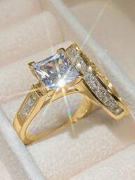 2 pièces/Set bague en zircone cubique à la mode pour femmes, cadeau de la Saint-Valentin, bijoux pour anniversaire de mariage, fête, mère, fête des mères