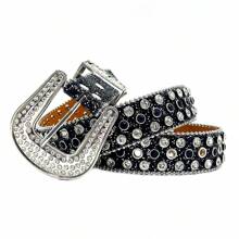 Classic Western Rhinestone Belt For Men And Women, Deluxe Western Cowboy Style With Shimmering Crystal Inlay, Y2k Rhinestone Studded Belt With Punk And Hip Hop Style For Pants Party - Black - View 4