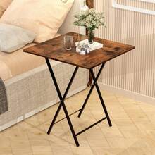 Foldable Tray Table Industrial Dinner Table Portable Snack Camping Folding Table 21.89" x 23.47" x 26.38" - màu nâu - Xem 3