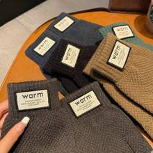 男女通用2入組 一碼針織手套，加厚保暖防滑觸控手指設計，適用於日常、騎行和冬季穿戴