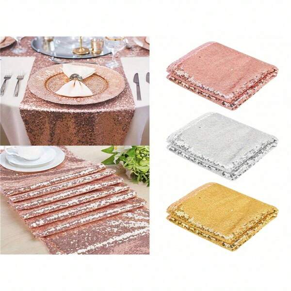 1 Pièce, Chemin De Table À Paillettes, Couverture De Table Étincelante En Or Rose, Décorations De Table De Fête D'anniversaire De Mariage, Décoration De Noël Pour La Maison, Matériel Anti-poussière Pour La Maison, Fournitures De Fête, Fournitures De Vaisselle De Fête, Invitation De Fête, Décoration Esthétique De Chambre
