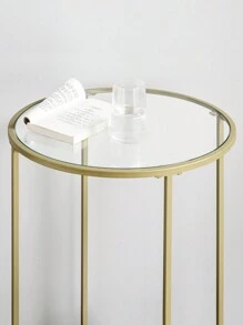 VASAGLE Round Side Table, Glass End Table With Metal Frame, Gold Coffee Table With Modern Style For Living Room, Balcony, Bedroom - Gold - View 5