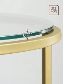 VASAGLE Round Side Table, Glass End Table With Metal Frame, Gold Coffee Table With Modern Style For Living Room, Balcony, Bedroom - Gold - View 8
