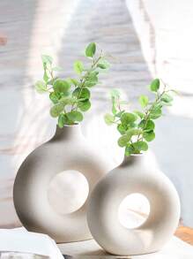 2pcs White Ceramic Vases, Modern Style Decoration Vases, Bohemian Style, Suitable For Home Decoration, Wedding Parties, Room, And Dinner Table Decoration - White - View 6