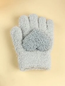 1對秋天冬天濃烈香調加厚五指半&充分嬰兒手套帶愛心裝飾