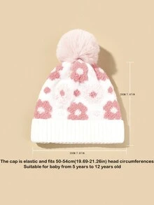 Mũ len in hoa đơn giản co giãn mềm mại thoải mái lót ấm bảo vệ tai cho trẻ em Bộ hai món thích hợp cho hoạt động ngoài trời mùa thu đông - Nhiều màu - Xem 3