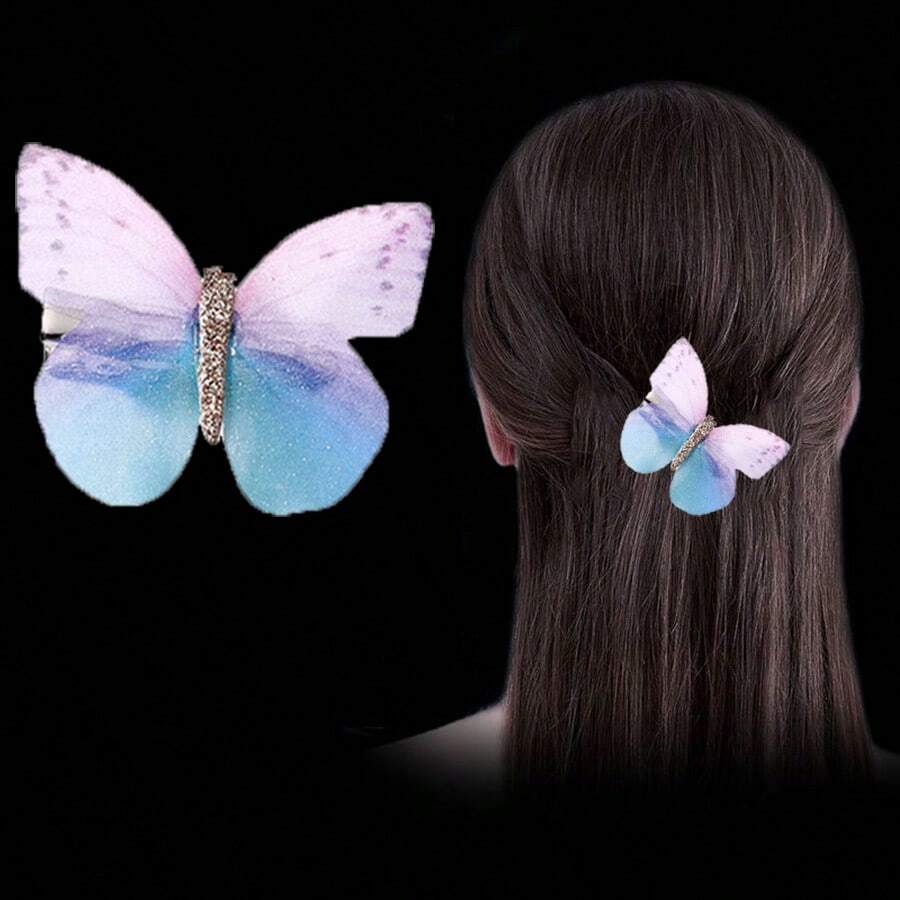 1只女式紫色蝴蝶形髮夾,全配髮飾,日常穿著 - 紫色 - 查看 1