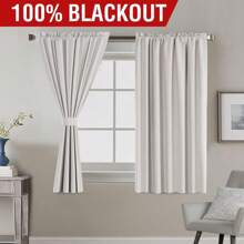 H.VERSAILTEX 100% Blackout Curtains Full Light Blocking Curtain Draperies with Soft White Coating for Bedroom Living Room Thermal Insulated Window Treatment Set of 2 Panels - Tự nhiên - Xem 9