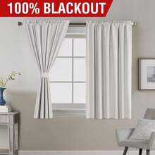 H.VERSAILTEX 100% Blackout Curtains Full Light Blocking Curtain Draperies with Soft White Coating for Bedroom Living Room Thermal Insulated Window Treatment Set of 2 Panels - Tự nhiên - Xem 8