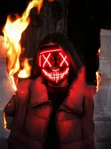 1個led燈光繽紛的狂歡面具,適合成年人小丑服裝、聖誕cosplay、派對用品、節日禮物(紅色) - 紅色 - 查看 6