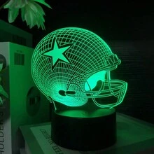 1pc Football Helmet Colorful Touch 3d Night Light With Black Base, Usb Port - Black - View 2