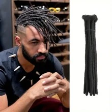 Extensiones De Rastas De 6 Pulgadas/8 Pulgadas/10 Pulgadas/12 Pulgadas, 10 Hebras De 0,6 Cm De Ancho, Extensiones De Rastas Loc, Rastas Sintéticas De Ganchillo, Moda Para El Cabello, Reggae, Hip-hop, Sintético, Estilo Afro Rizado, Extensiones De Cabello Trenzado Negro Natural Para Hombres/mujeres, Vida Diaria - Negro - Ver 2
