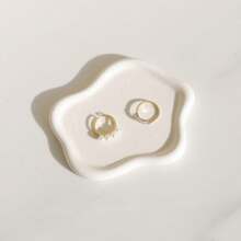 1pc Ins Style Jewelry Display Tray Asymmetrical Ceramic Decorative Tray Desktop Organizer Photography Prop