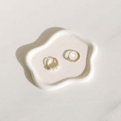 1 件装 Ins 风格珠宝展示托盘不对称陶瓷装饰托盘桌面收纳架摄影道具