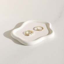 1pc Ins Style Jewelry Display Tray Asymmetrical Ceramic Decorative Tray Desktop Organizer Photography Prop