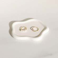 1pc Ins Style Jewelry Display Tray Asymmetrical Ceramic Decorative Tray Desktop Organizer Photography Prop