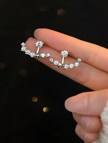 1 đôi Rhinestone sáng bóng Trở lại Treo Hoa tai - Khoan chớp nhoáng - Xem 5
