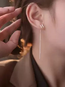 1pc Luxury Alphabet Tassel Earrings (26 Letters Can Be Selected), Ideal Gift For Friends And Holidays