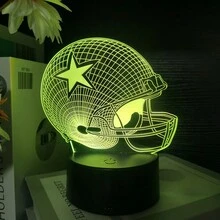 1pc Football Helmet Colorful Touch 3d Night Light With Black Base, Usb Port - Black - View 4