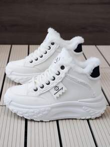 女性雪地靴2023新風格加厚長毛絨濃烈香調和時尚厚底增加戶外休閒競技鞋適用於學生和女士們