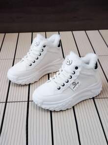 女性雪地靴2023新風格加厚長毛絨濃烈香調和時尚厚底增加戶外休閒競技鞋適用於學生和女士們