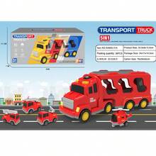 1輛大型紅色工程車+4輛小型車輛,摩擦驅動帶有音效和燈光效果。適用作為兒童禮物和教育玩具。 - 酒紅色 - 查看 9