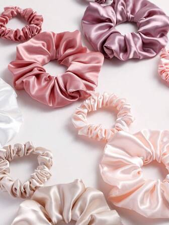12pcs/Set Women Satin Scrunchies, Large & Small Hair Ties, High Ponytail, No Damage Hair Ropes Scrunchy Hair Ties Hair Accessories