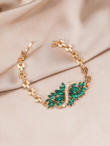 1 Miếng Pha lê & Đồ trang trí Rhinestone Hình chữ -S Vòng tay - màu xanh lá - Xem 3