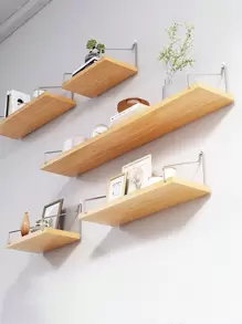 1 pièce Mural Étagère Avec Carte De Partition , Forage Requis , Chambre À Coucher Étude Chambre Décoration Murale , En Bois Étagère À Livres