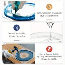 Kit De Resina Epoxi De 240ml De 1: 1 De Dos Partes Para Manualidades, Resistente Al Amarillamiento, Con Bajo Contenido De Burbujas Y Adecuado Para Hacer Joyas, Moldes, Manualidades, Etc.