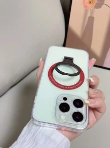 Capa de TPU ultrafina e altamente transparente com suporte magnético de metal, resistente a quedas, compatível com iPhone 15 Pro, , , , etc. Versão internacional, não a versão nacional. - Vermelho - Ver 4