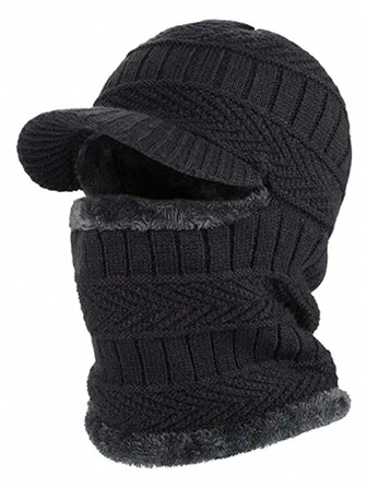 1 st. Vinter Vindtät & Varm Skidåkning Munmask Balaclava Lämplig För män & Kvinnor , Nacke Varmare Med Plysch , Sticka Balaclava Hatt För & Skidåkning