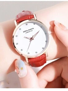 1pc Pink Ladies' Pu Leather Strap Watch - Pink - View 5