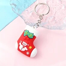 1入可愛的pvc聖誕鑰匙扣,附有聖誕老人/雪人/馴鹿形矽膠娃娃,可用於車輛或背包裝飾,派對禮品或小禮物 - 彩色 - 查看 4