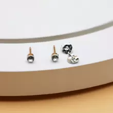 12 Pairs Simple Gold With White Rhinestone Pierced Earrings Set - golden white diamond - View 8