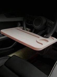 1pc Multifunctional Simple Style Car Food Tray, Beige - Beige - View 1