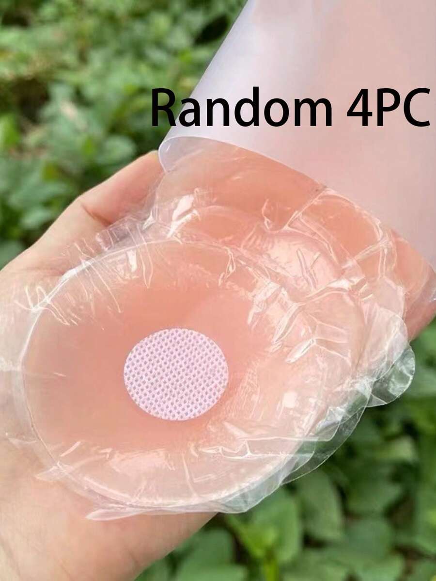 4 piezas Pegatina al azar reutilizable de silicona pezón - Albaricoque - Ver 1