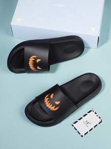 Men's Smiling Expression Slippers, Casual Eva Home Slippers - Black - View 3