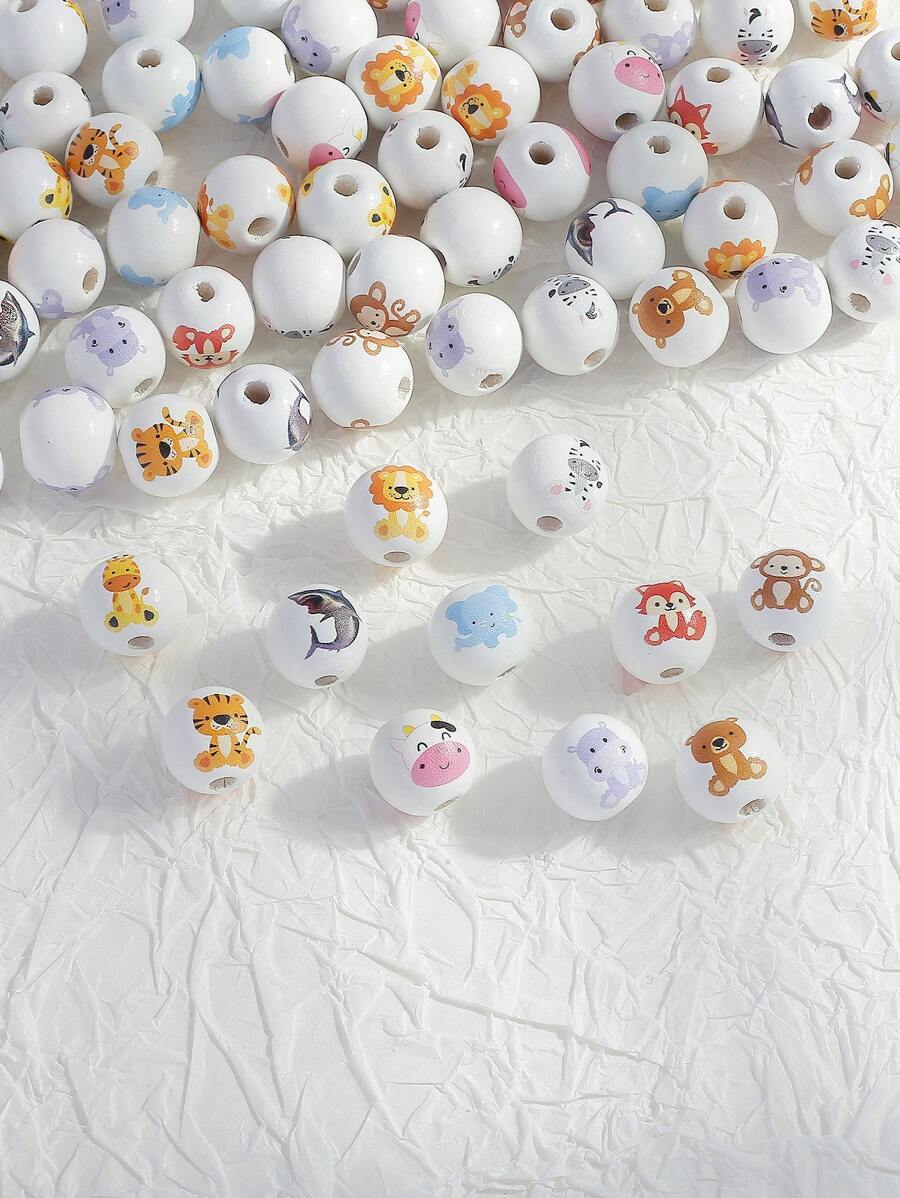 DIY Tay Được Sơn Bằng gỗ Thú vật Hạt ( con hổ , Cá mập , Con voi , Con khỉ ) Ngẫu nhiên Phong cách , có thể sử dụng Đối với Vòng tay , Dây chuyền , Và Dệt Phụ kiện - Nhiều màu - Xem 1