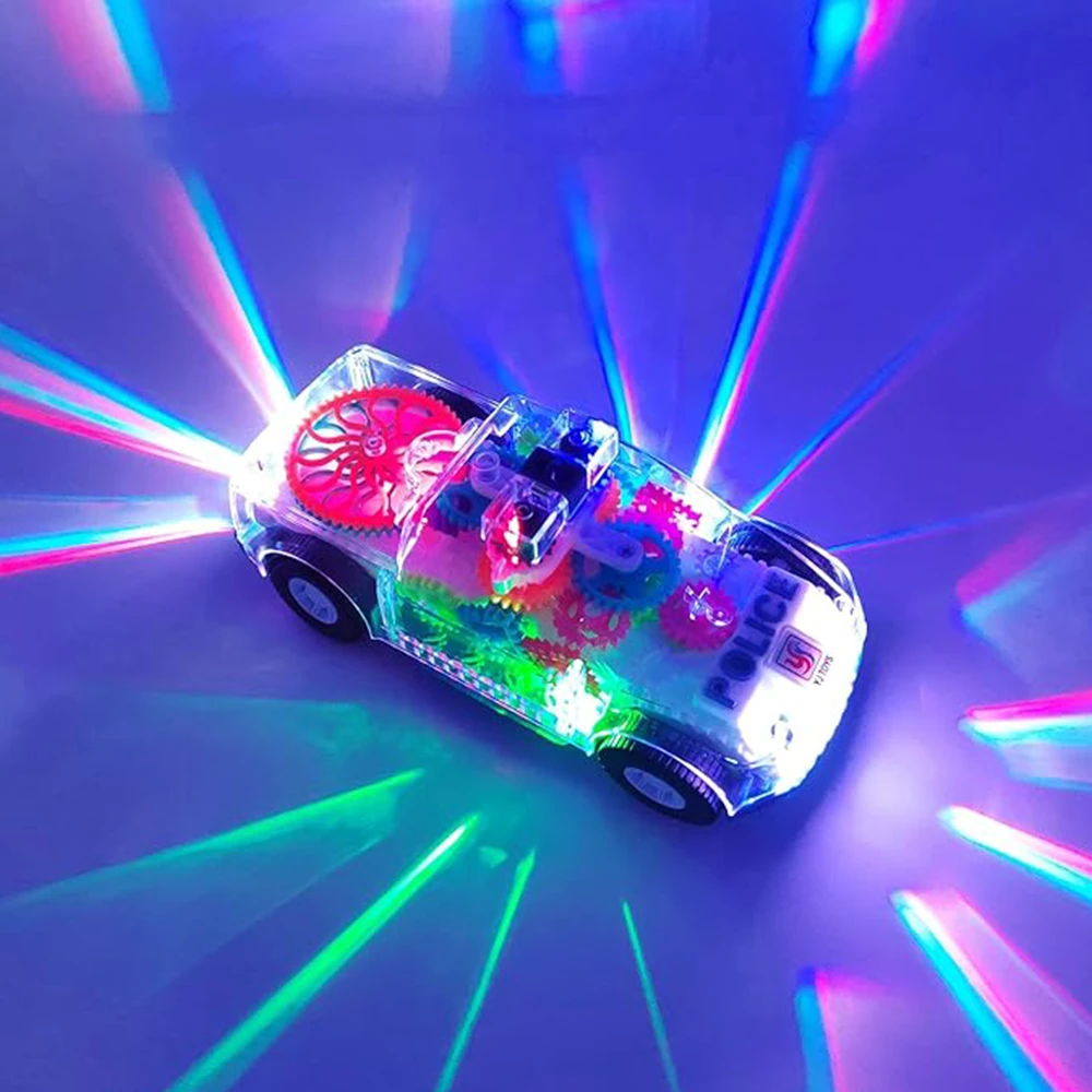 Transparent Toy Car with Visible Colored Moving Gear System, Light