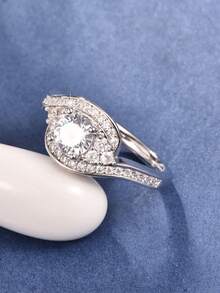 1pc Bridal Women's Wedding Ring - Silver - View 3