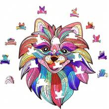 成人專用木頭動物拼圖,柴犬形狀的木製拼圖,家庭遊戲liberty拼圖適合成人和青少年 - 彩色 - 查看 3