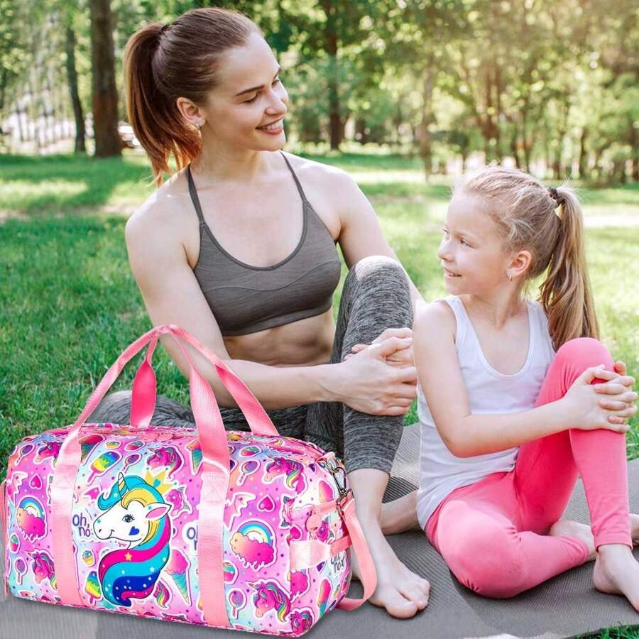 Dance Ballet Bags For Girls, Kids Duffle Gym Bag Travel With Shoe